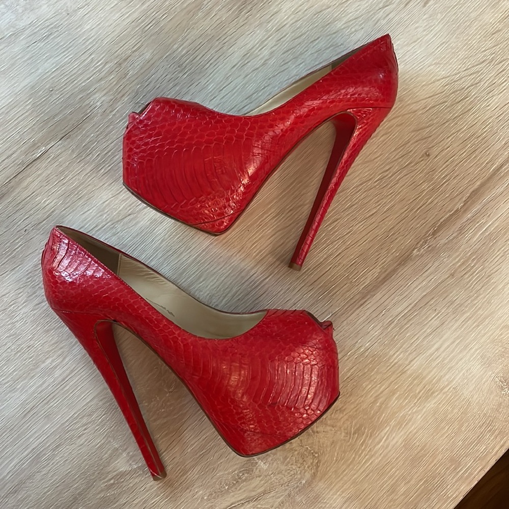 Louboutin Highness 160MM Red Python - 37.5 - Picture 8 of 12